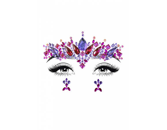 Face jewels met fuchsia en paars