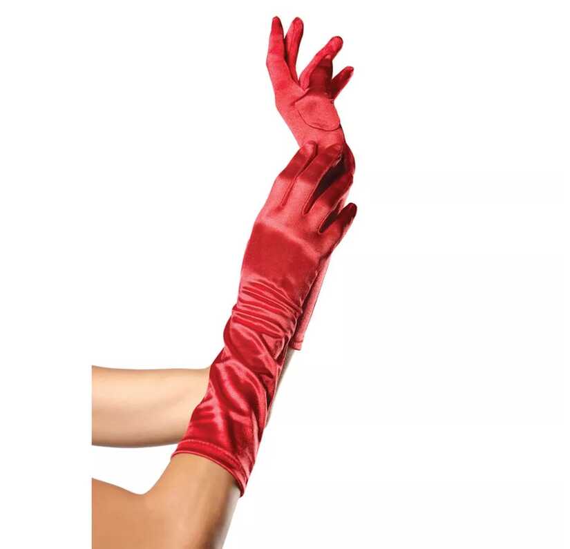 Halflange zijden handschoenen rood