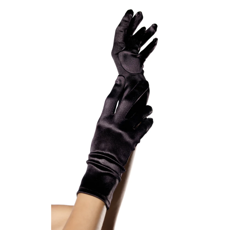 Handschoen satijn zwart