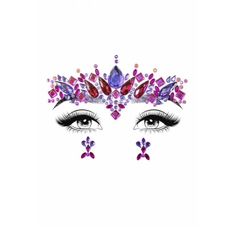 Face jewels met fuchsia en paars